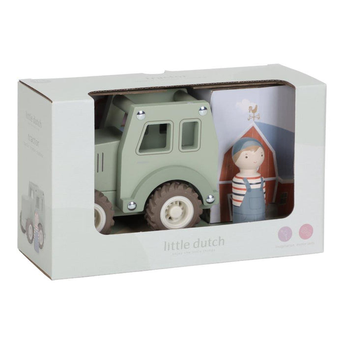 Trator com Figura em Madeira Little Dutch Green
