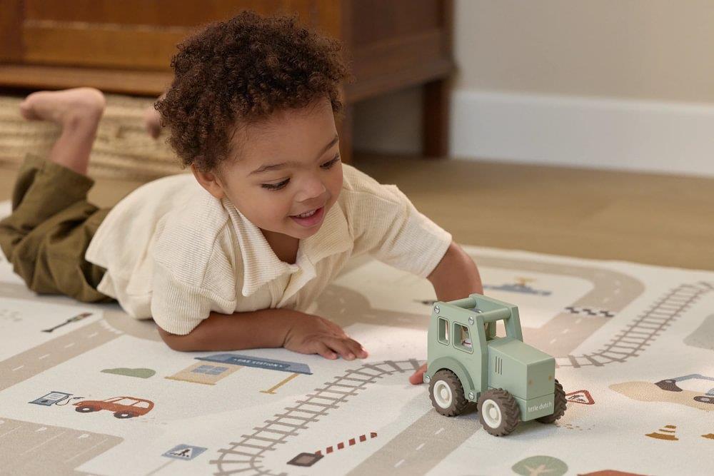 Trator com Figura em Madeira Little Dutch Green