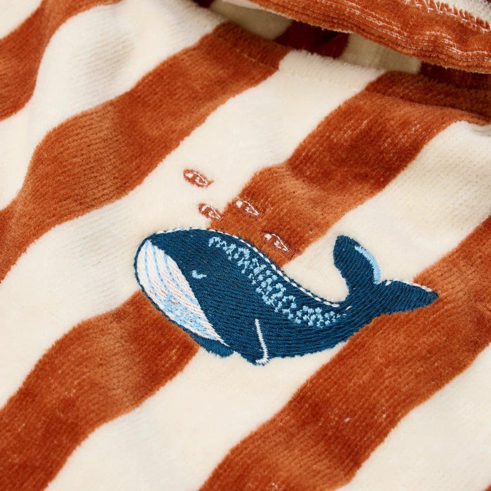Toalha Poncho Little Dutch Ocean World Brown Stripe