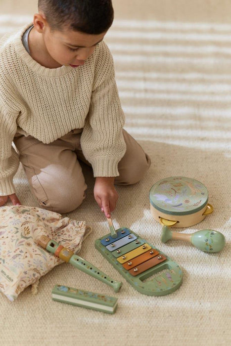 Conjunto Musical com Saco de Pano Little Dutch Safari Friends Verde