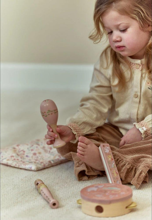 Conjunto Musical em Madeira com Saco de Pano Little Dutch Safari Friends Rosa