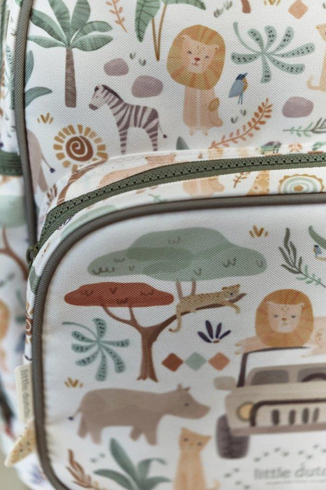 Mochila Little Dutch Safari Friends Branco 35cm