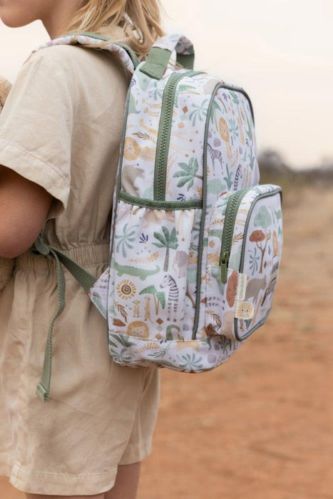 Mochila Little Dutch Safari Friends Branco 35cm