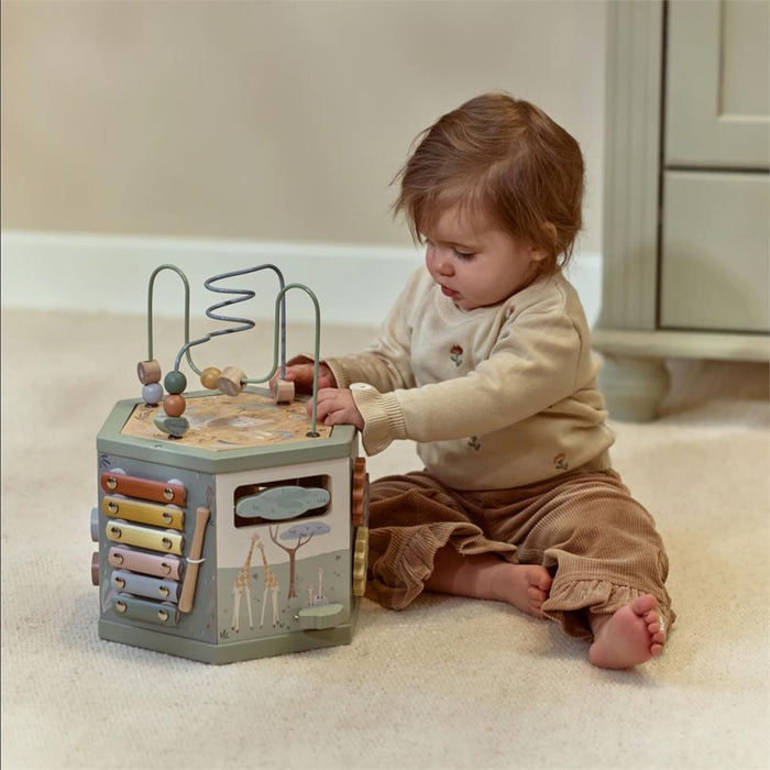 Cubo de Atividades em Madeira Little Dutch Safari Friends