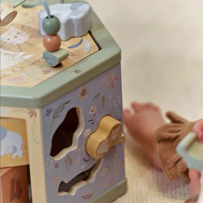 Cubo de Atividades em Madeira Little Dutch Safari Friends