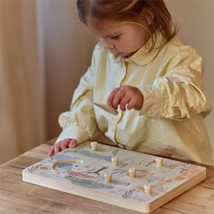 Puzzle com Som em Madeira Little Dutch Safari Friends
