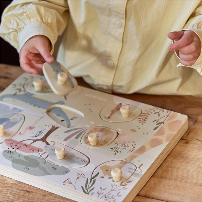 Puzzle com Som em Madeira Little Dutch Safari Friends