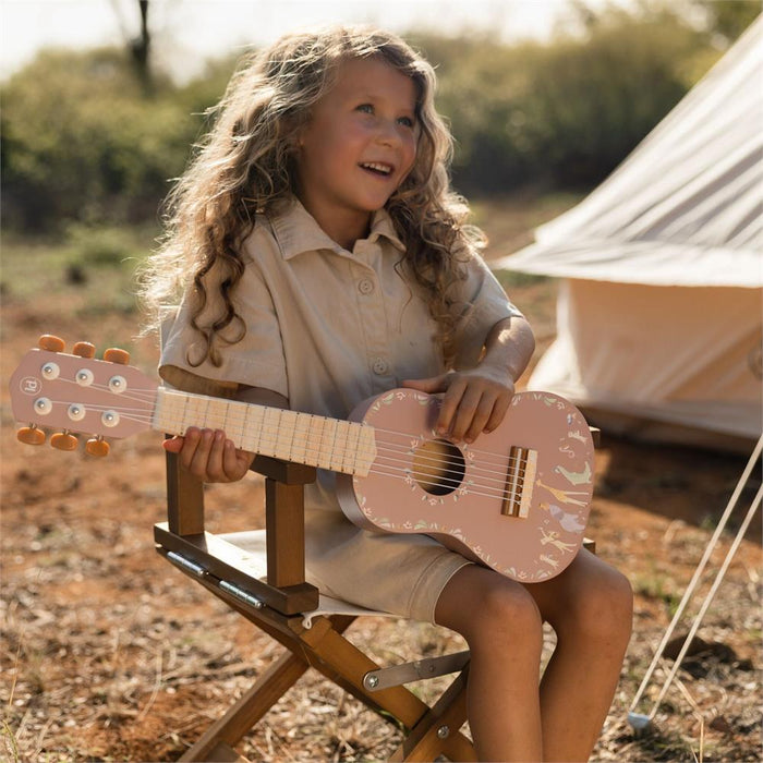 Guitarra em Madeira Little Dutch Safari Friends Rosa
