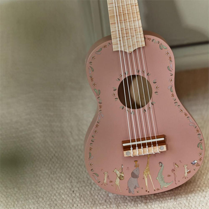 Guitarra em Madeira Little Dutch Safari Friends Rosa