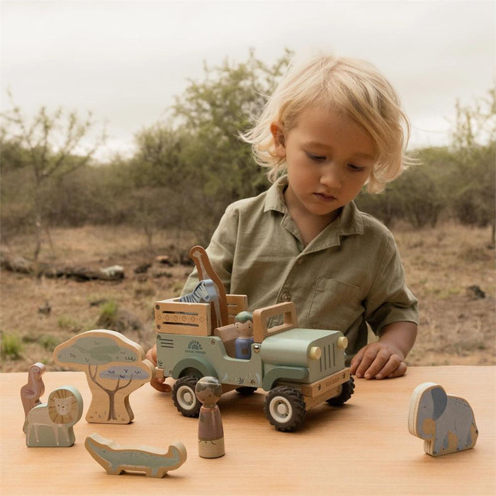 Carro com Animais em Madeira Little Dutch Safari Friends