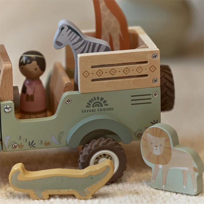 Carro com Animais em Madeira Little Dutch Safari Friends