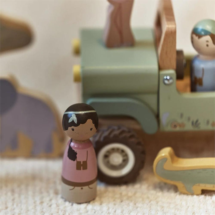 Carro com Animais em Madeira Little Dutch Safari Friends
