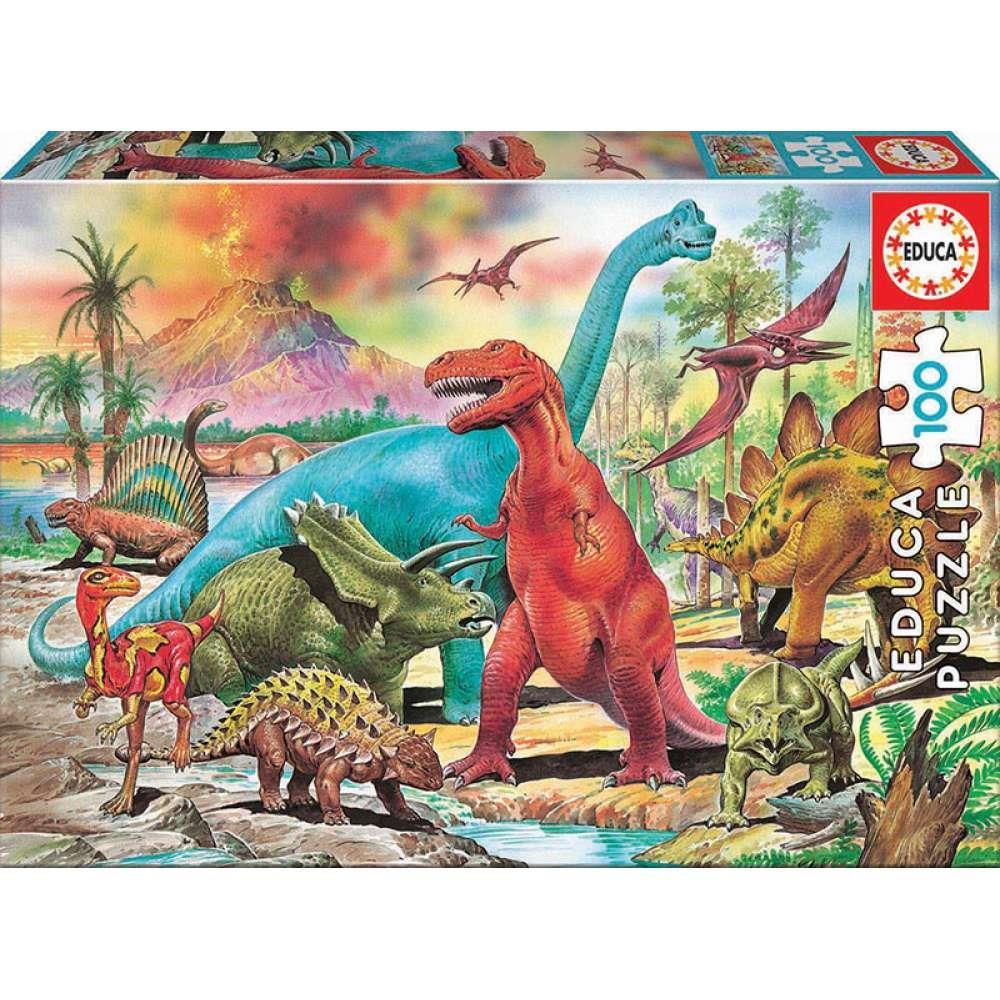 Rompecabezas educativo de dinosaurios, 100 piezas