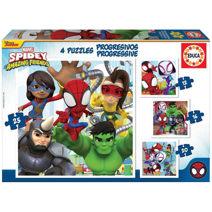 4 Puzzles Progressivos Educa Spidey&Friends 12 a 25 Peças