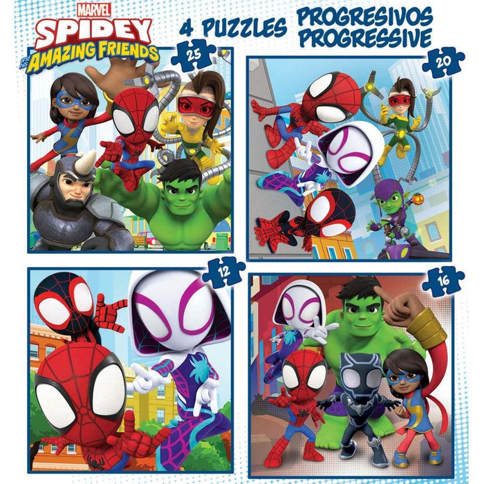 4 Puzzles Progressivos Educa Spidey&Friends 12 a 25 Peças