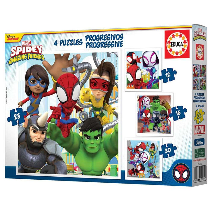 4 Puzzles Progressivos Educa Spidey&Friends 12 a 25 Peças