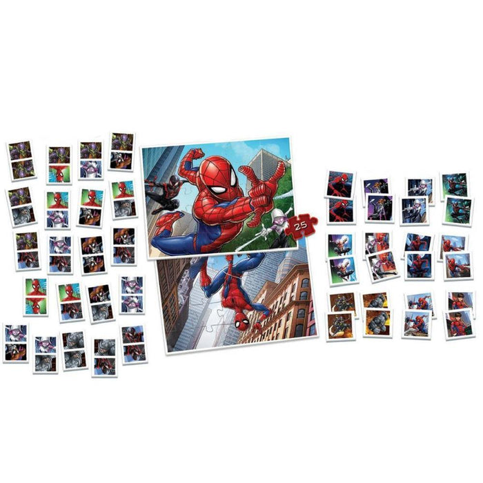 Super Pack 4em1 Educa Spider Man - 2 Puzzles + Jogos da Memo e Dominó