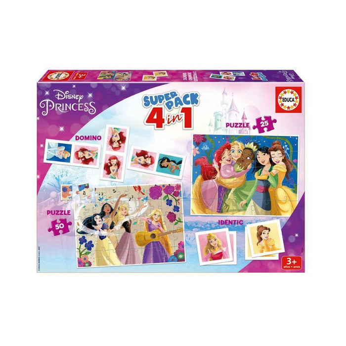 Super Pack 4em1 Educa Disney Princesas - 2 Puzzles/Jogo da Memória/Dominó