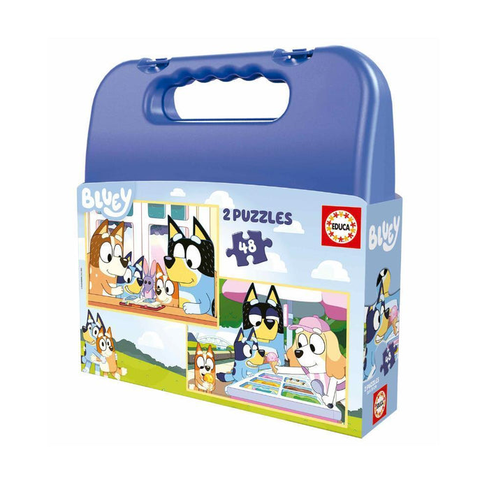 Mala com 2 Puzzles Educa Bluey 48 Peças