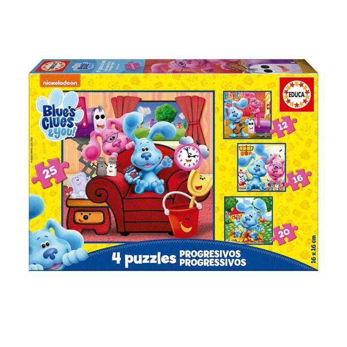 4 Puzzles Progressivos Educa Pistas da Blue 12 a 25 Peças