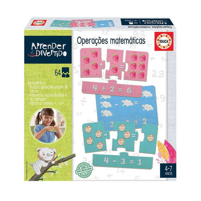 Jogo Educativo Educa Aprender Divertido Operações Matemáticas 64 Peças