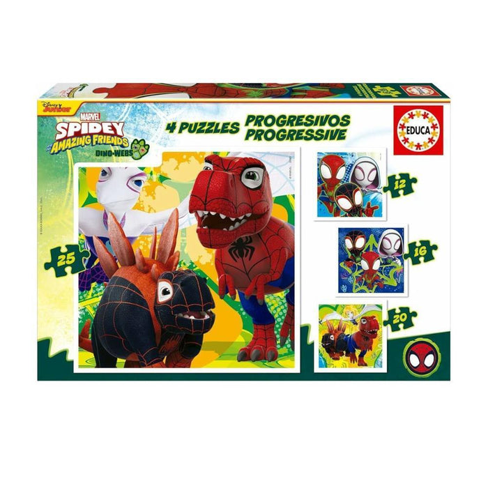 4 Puzzles Progressivos Educa Spidey Amazing Friends 12 a 25 Peças