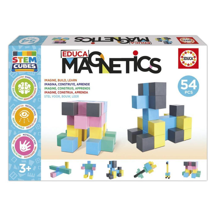 Jogo de Construções Magnéticas Educa Stem Cubes 54 Peças