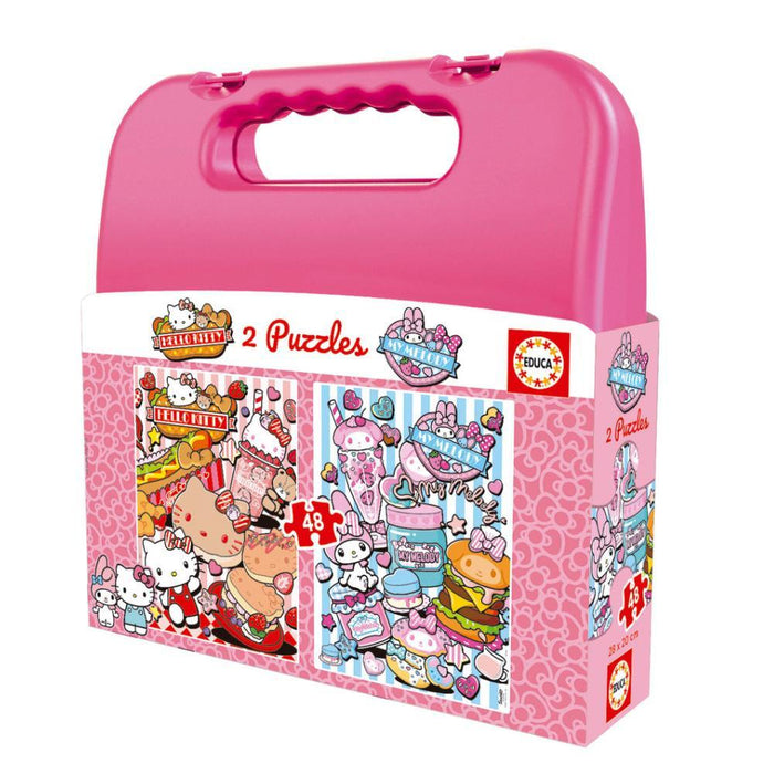 Mala com 2 Puzzles Educa Hello Kitty 48 Peças