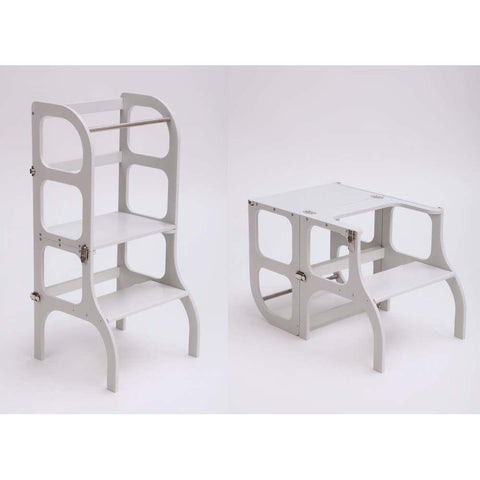 Grey and Silver Wooden Step´n´Sit Learning Tower and Table