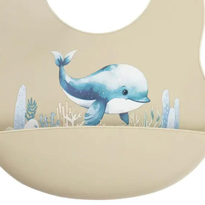 Babete de Silicone Rammelaartje Whale Beige