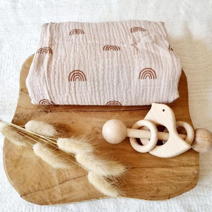 Musselina em Algodão Rammelaartje Rainbow 60x60cm