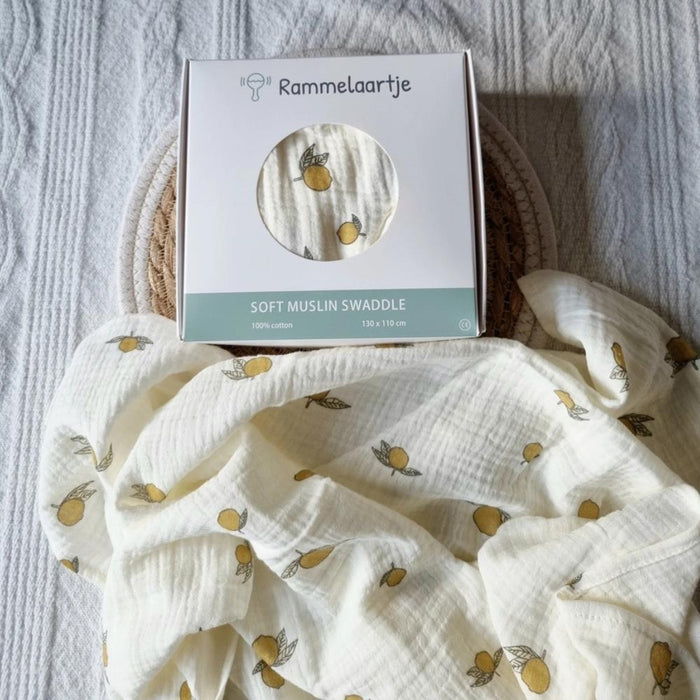 Muselina de algodón Rammelaartje Limones Beige 130x110cm
