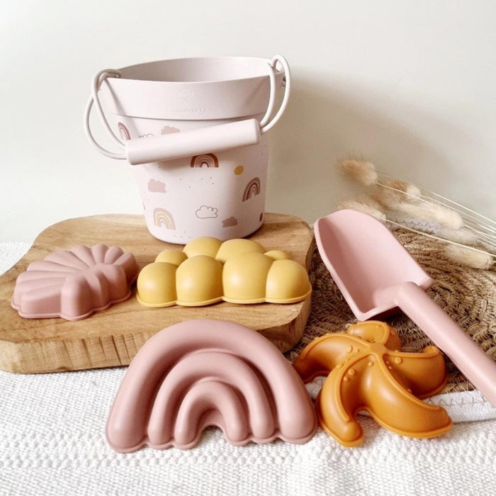 Conjunto de Praia em Silicone Rammelaartje Rainbow 6 Peças