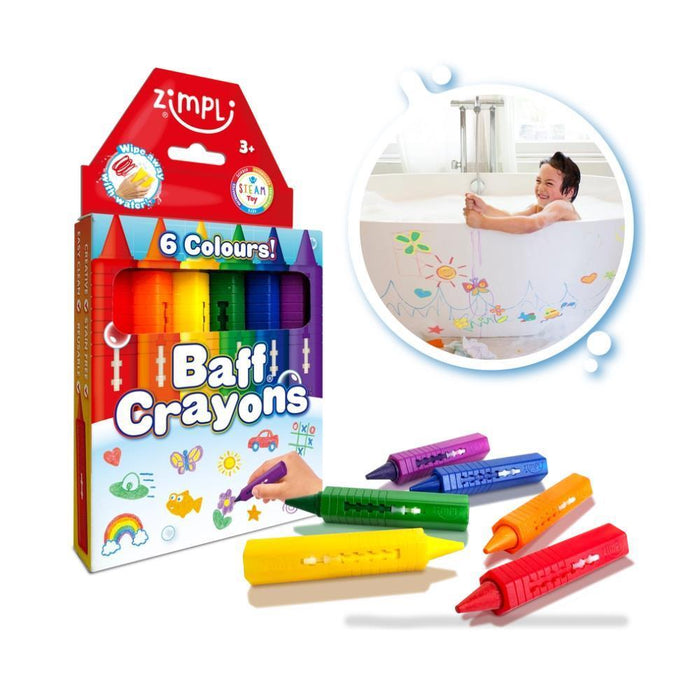 6 Lápis de Cor Para Banho Zimpli Baff Crayons