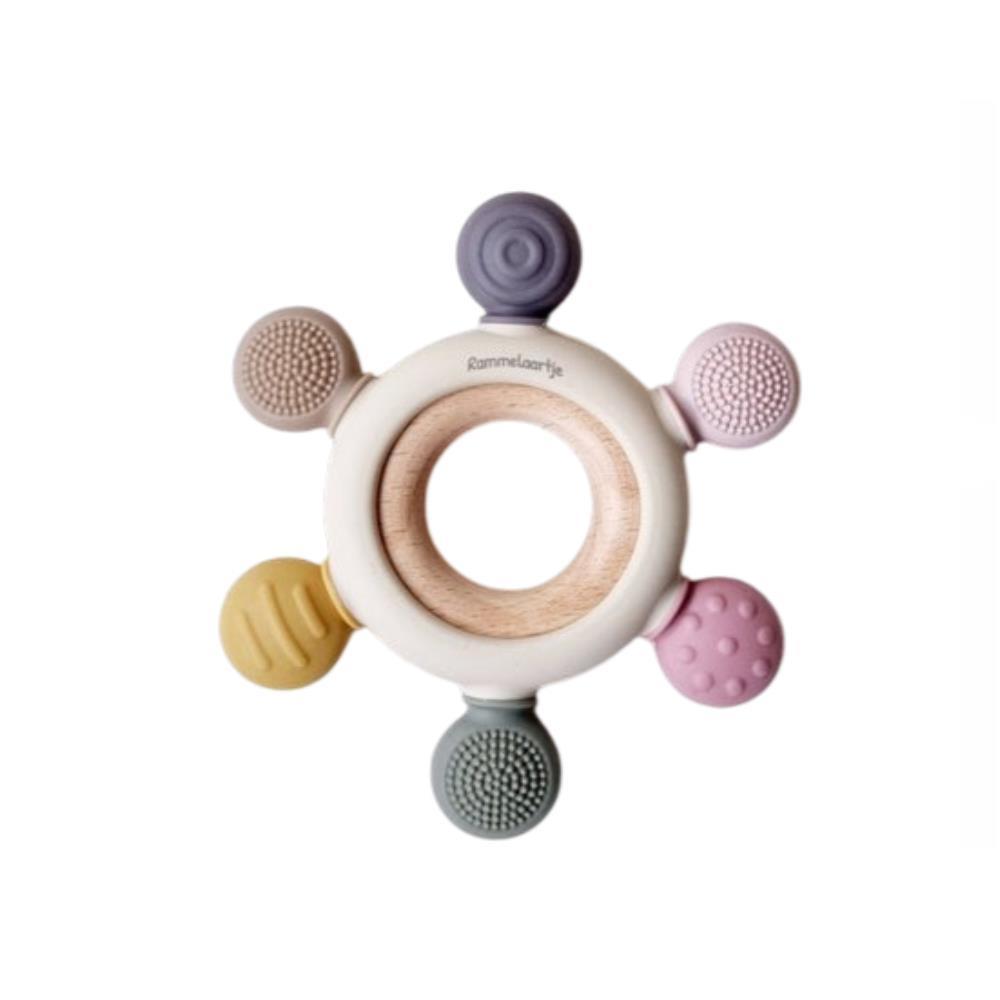 Rammelaartje Silicone Teether Multicoloured Pink