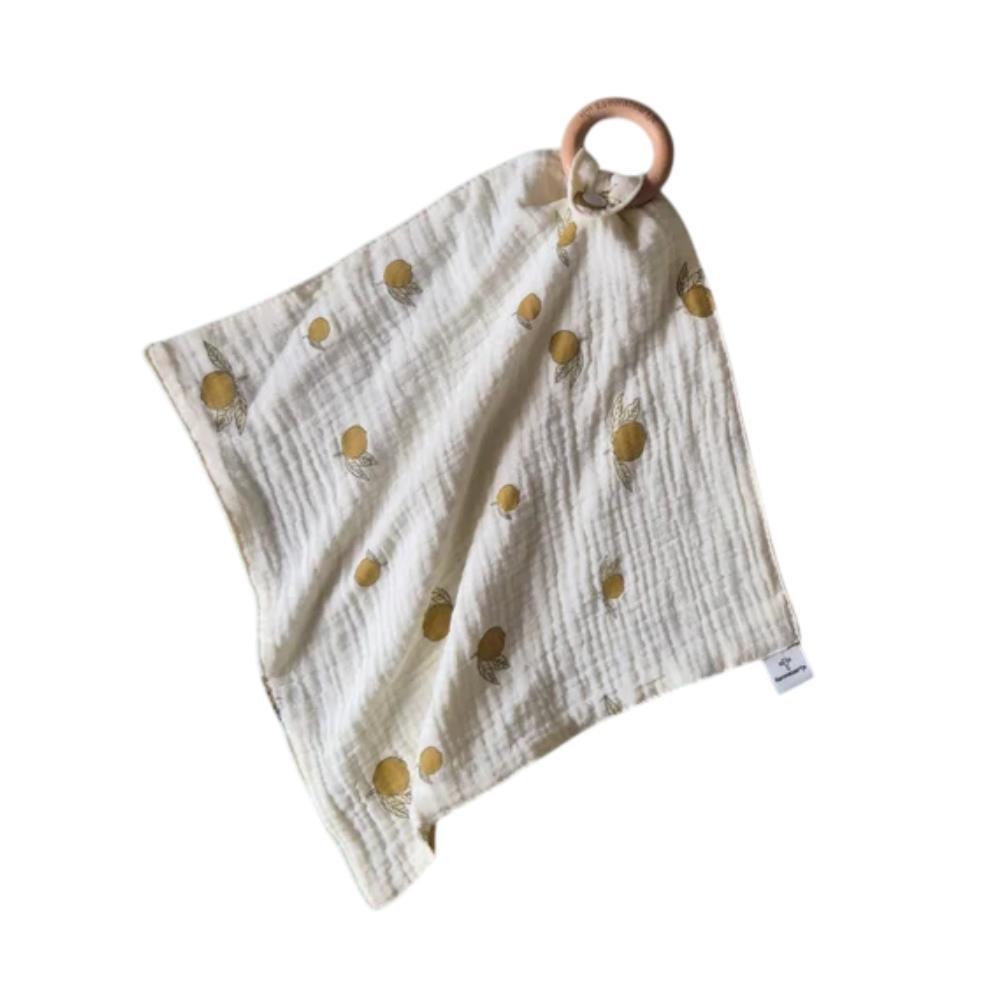 Security Blanket with Wooden Teether Lemon Rammelaartje