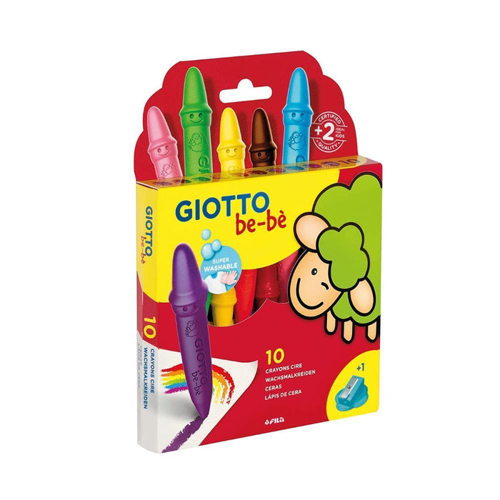 Lápices de cera Giotto Be-Bè de 10 colores + sacapuntas