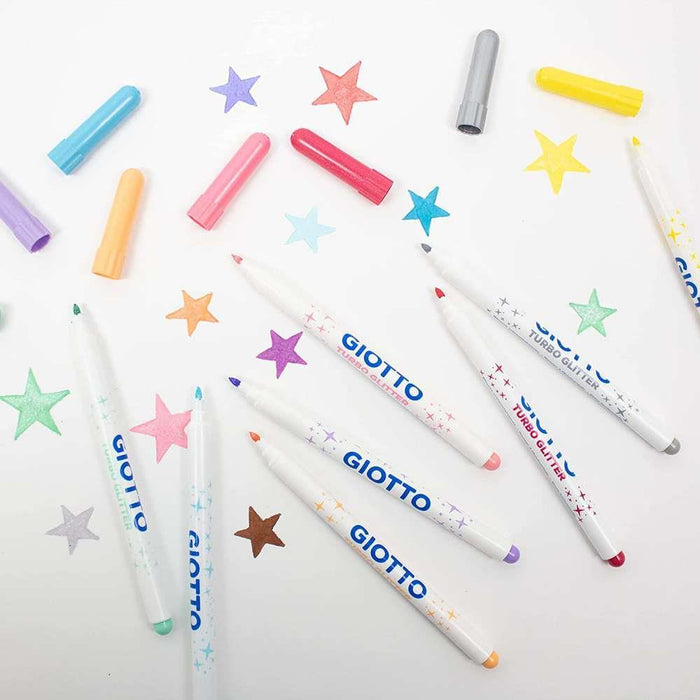 Rotuladores Giotto Turbo Glitter Pastel 8 Bolígrafos