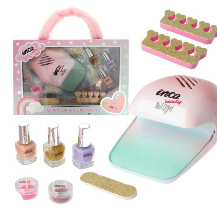 Set de Manicura con Barnices y Secador de Uñas