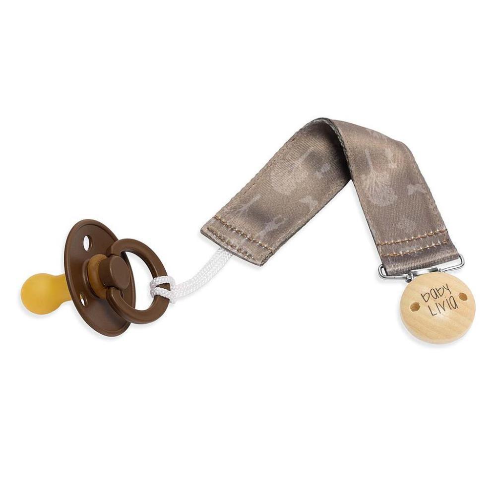 Cadena para chupete de tela Baby Livia color gris cielo