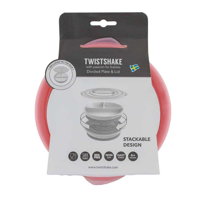 Prato em Silicone com Divisórias e Tampa Twistshake Pink 210ml