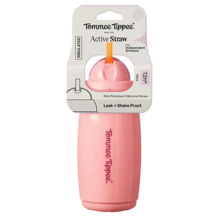 Garrafa Térmica com Palhinha Tommee Tippee Rosa 266ml