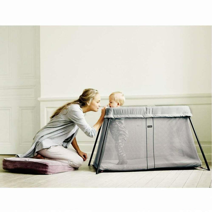BabyBjörn Grey Travel Cot with Fitted Sheet Home BabyBjorn