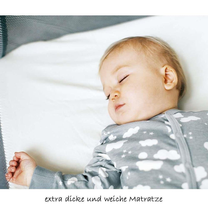 BabyBjörn Grey Travel Cot with Fitted Sheet