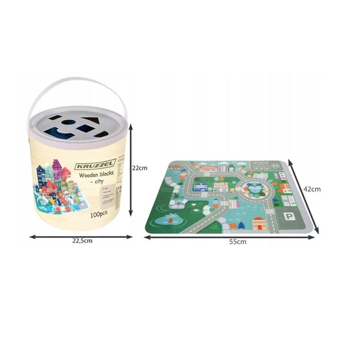 Blocos para Construção de Cidade em Madeira 100 Peças