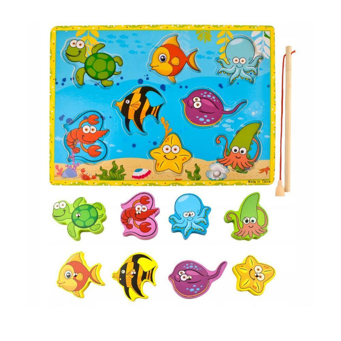 Puzzle/Jogo de Pesca Magnético em Madeira