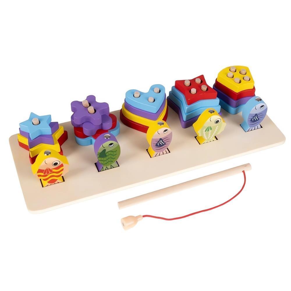 Wooden Shape Puzzle and Fishing Game