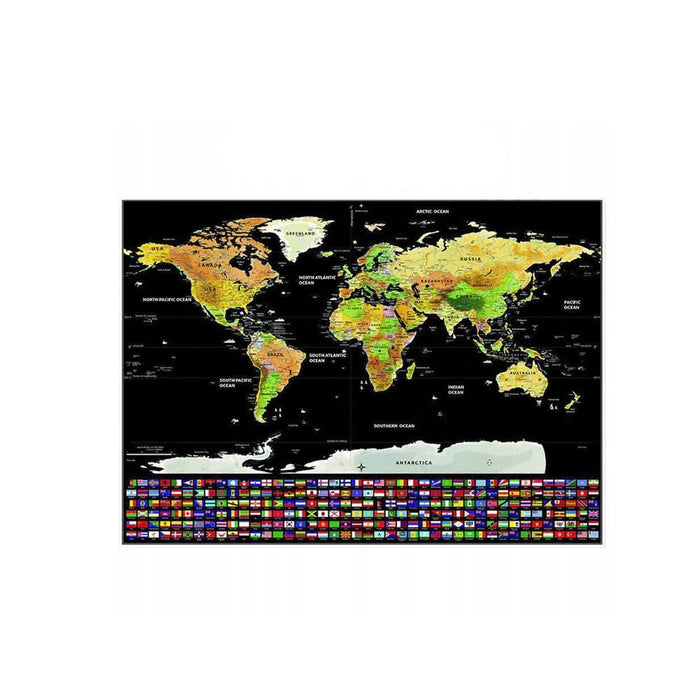 Mapa do Mundo para Raspar com Bandeiras 82x59cm