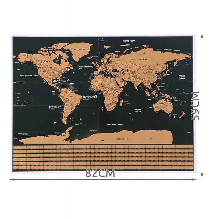 Mapa do Mundo para Raspar com Bandeiras 82x59cm