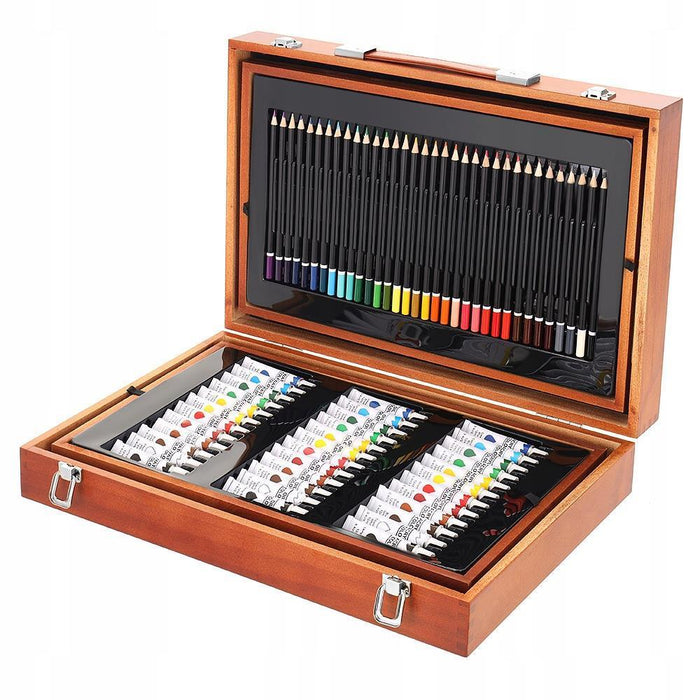 Mala em Madeira com Material de Pintura Maaleo 174 Peças